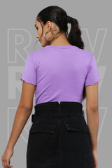 Lilac Rib Knit Heart Cut-Out Top