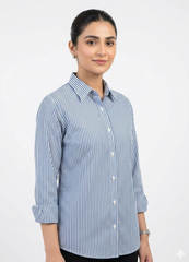 Light Blue Pinstripe Button‑Down Shirt