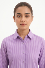 Lavender Pinstripe Button‑Down Shirt