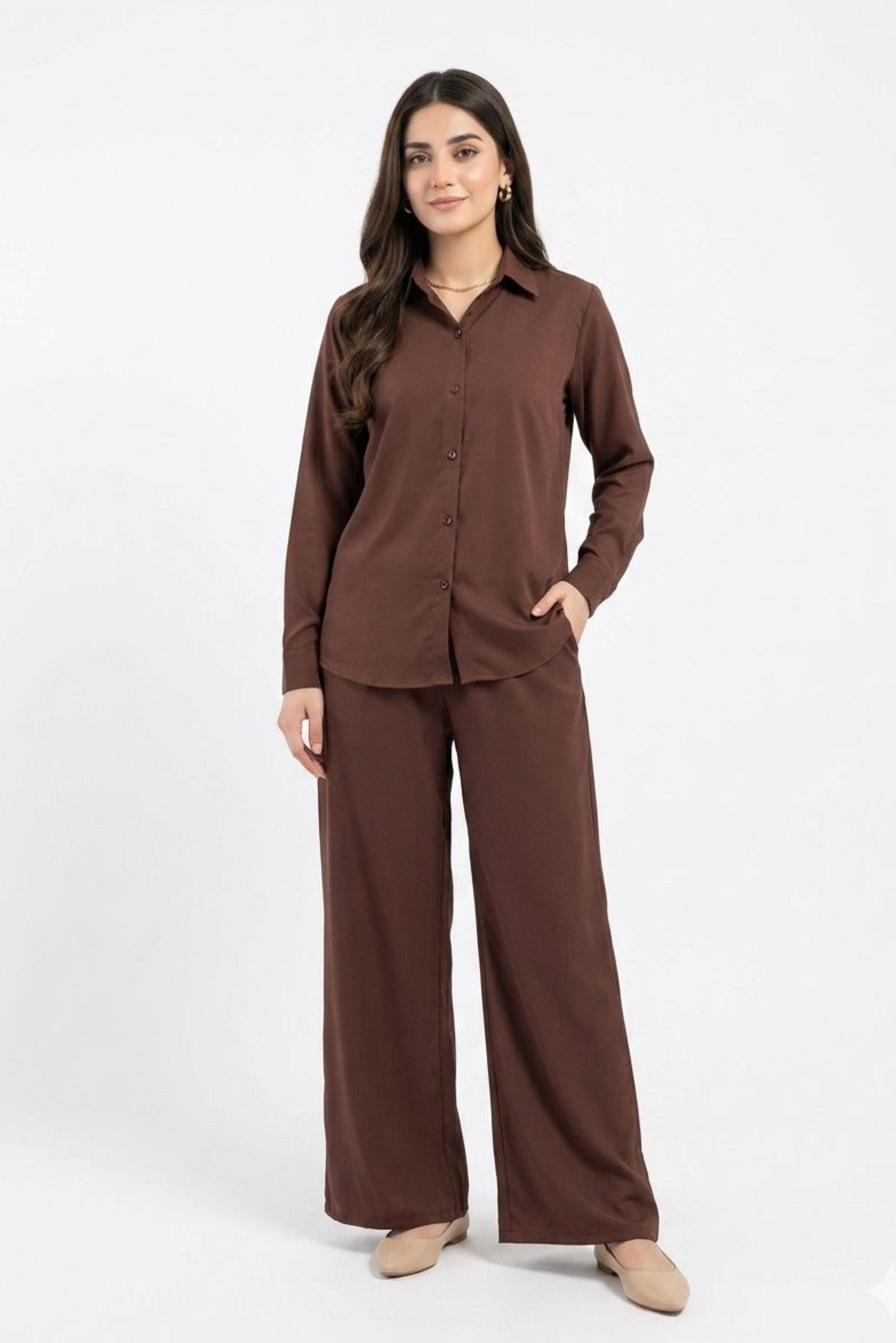 Brown CO-ORD Set for Women (02 Pcs)