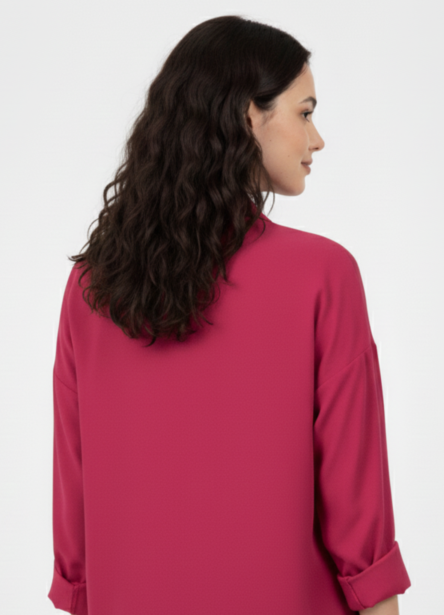 Women’s Solid Button-Down Shirt – Cherry Casual Long Sleeve