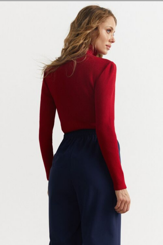 Red Rib Knit Turtleneck Sweater (Limited Color)