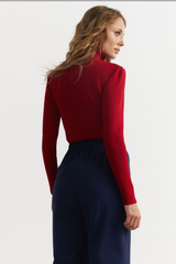 Red Rib Knit Turtleneck Sweater (Limited Color)