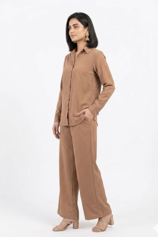 Beige CO-ORD Set for Women (02 Pcs)