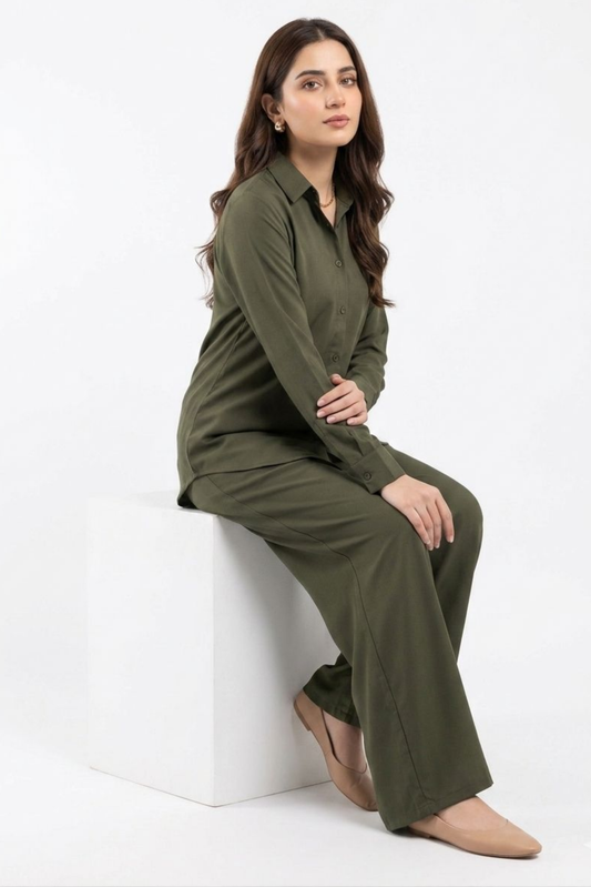 Olive CO-ORD Set for Women (02 Pcs)
