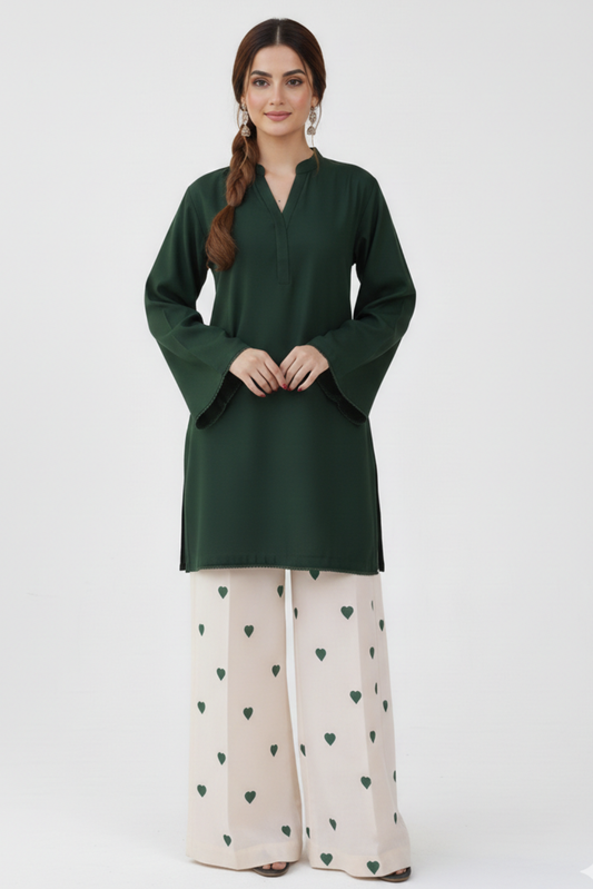 Heart Printed Co-Ord Set (Green)