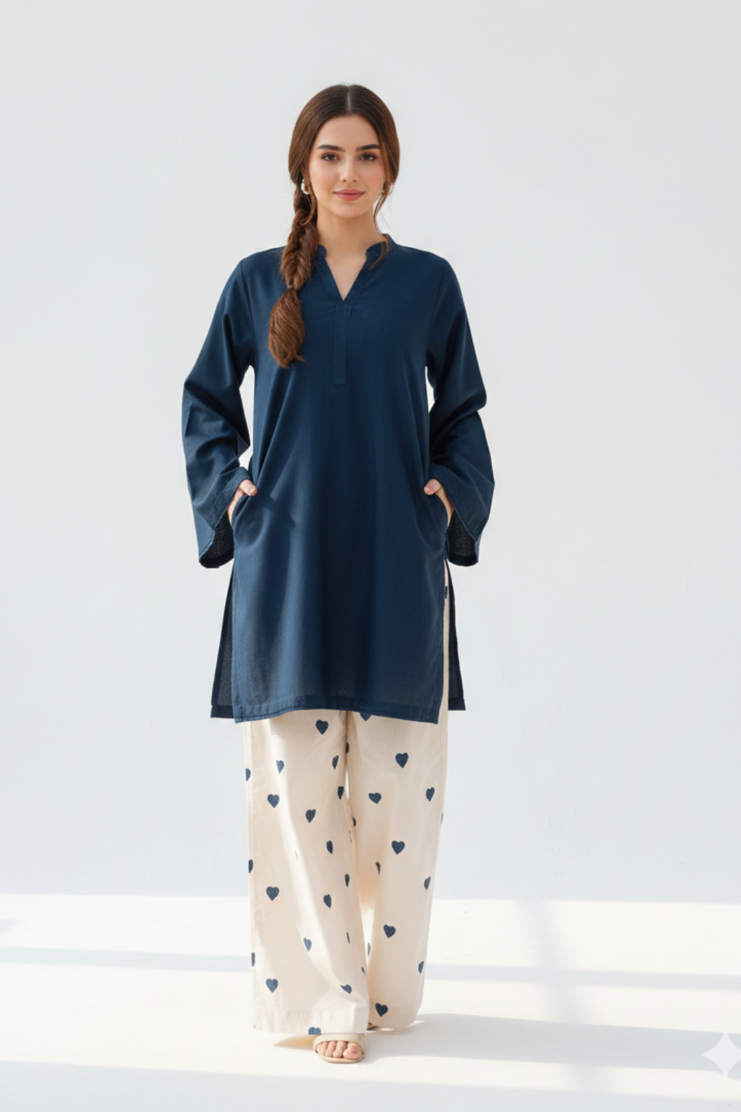 Heart Printed Co-Ord Set (Zinc)