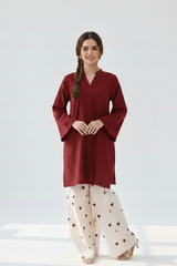 Heart Printed Co-Ord Set (Maroon)