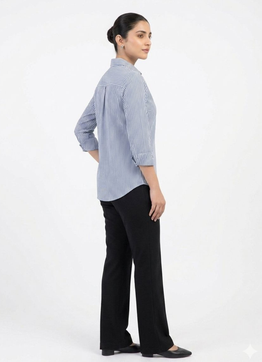 Light Blue Pinstripe Button‑Down Shirt