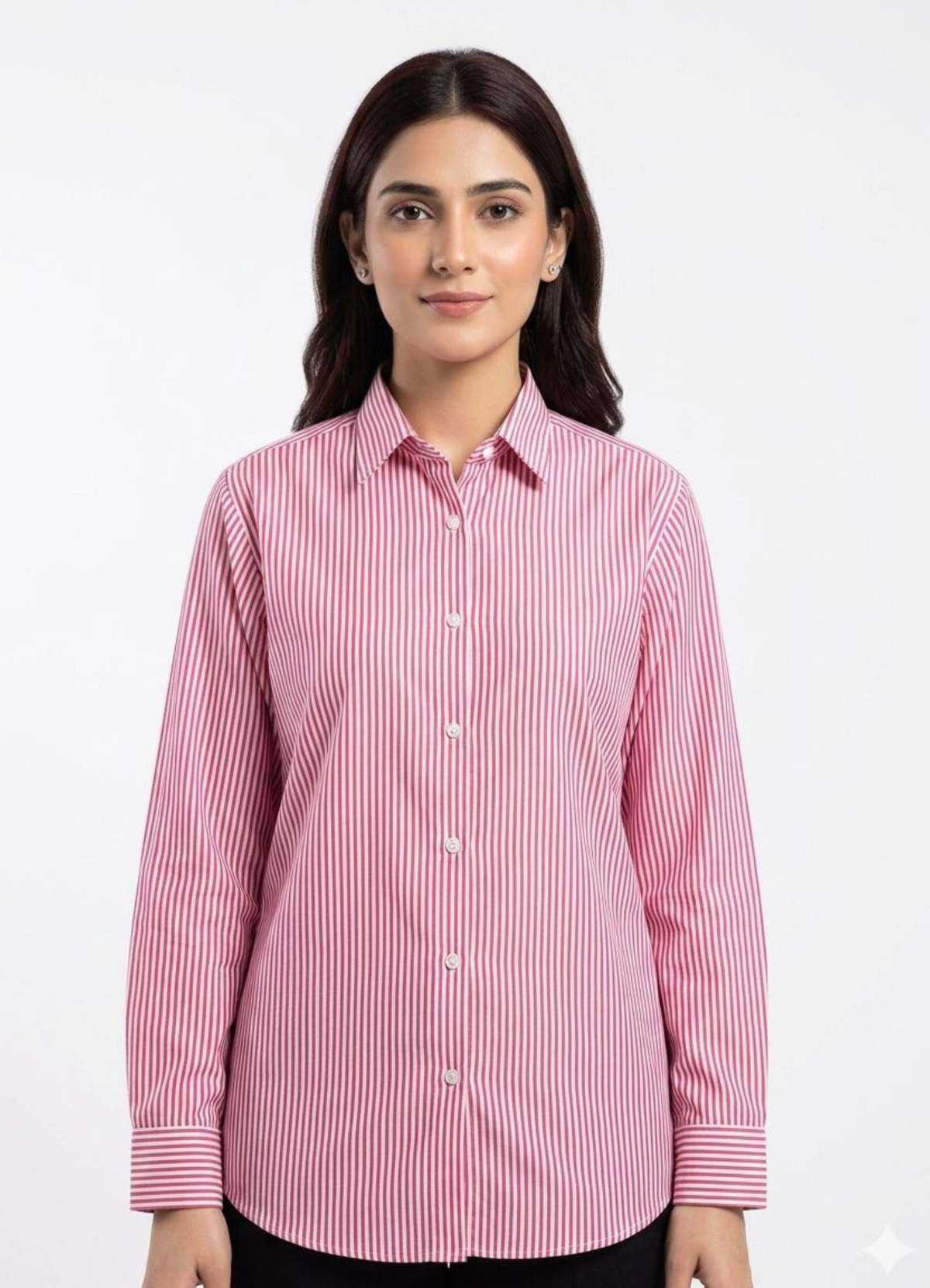 Pink Pinstripe Button‑Down Shirt
