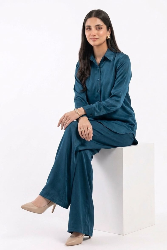 Zinc Blue CO-ORD Set for Women (02 Pcs)