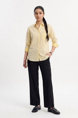 Lemon Pinstripe Button‑Down Shirt