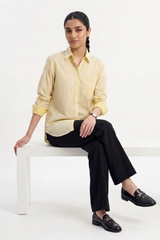 Lemon Pinstripe Button‑Down Shirt