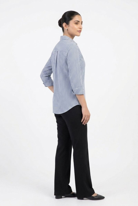 Light Blue Pinstripe Button‑Down Shirt