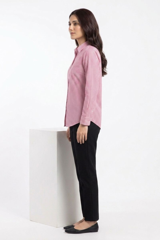 Pink Pinstripe Button‑Down Shirt
