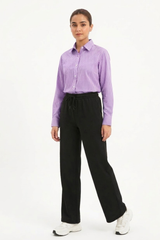 Lavender Pinstripe Button‑Down Shirt