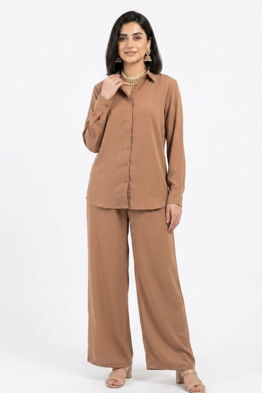 Beige CO-ORD Set for Women (02 Pcs)