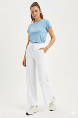 Wide Leg Flapper Trouser (White)