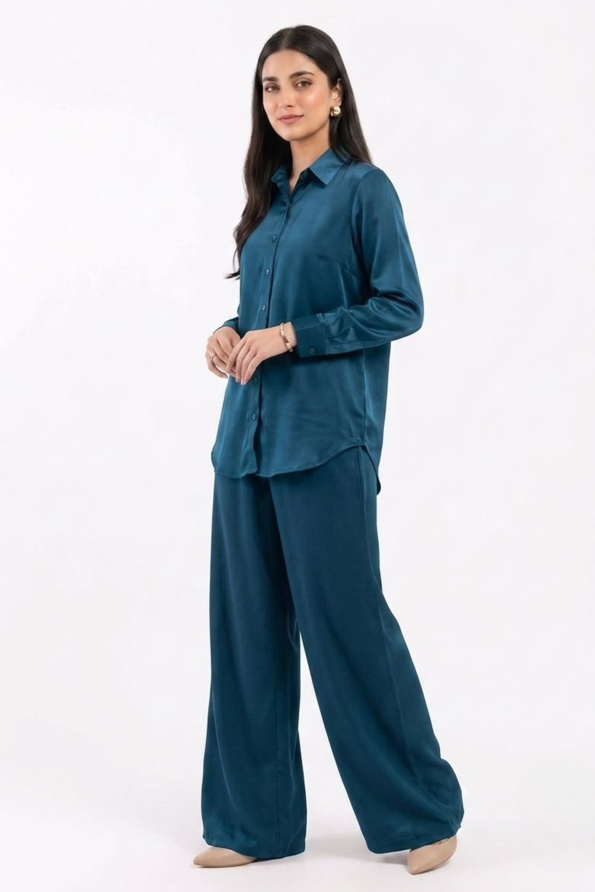 Zinc Blue CO-ORD Set for Women (02 Pcs)
