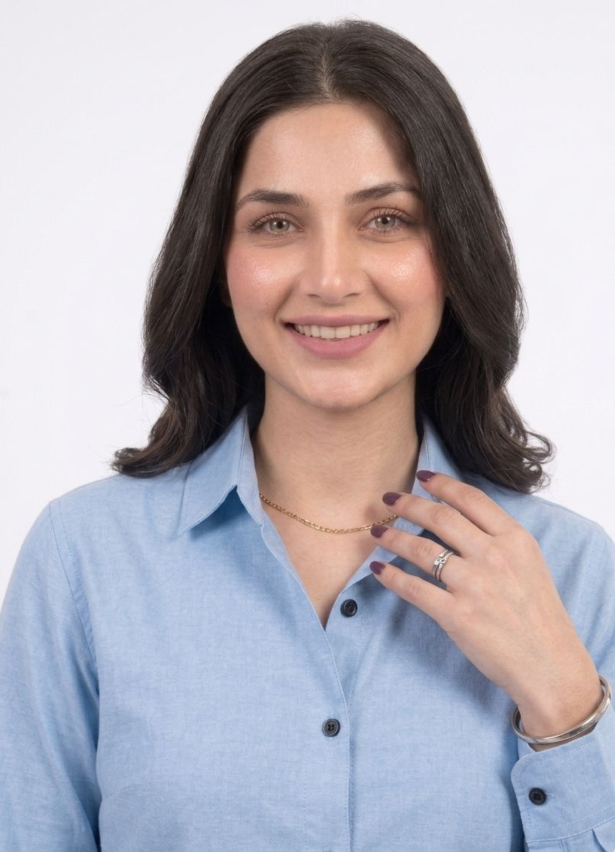 Women’s Solid Button-Down Shirt – Light Blue Casual Long Sleeve Top